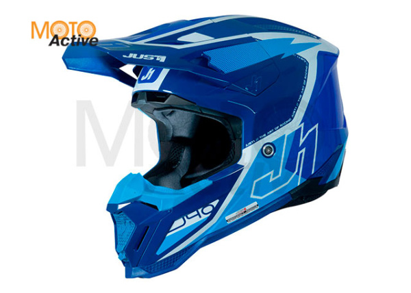 Шлем кроссовый JUST1 J40 FLASH (синий/белый матовый)